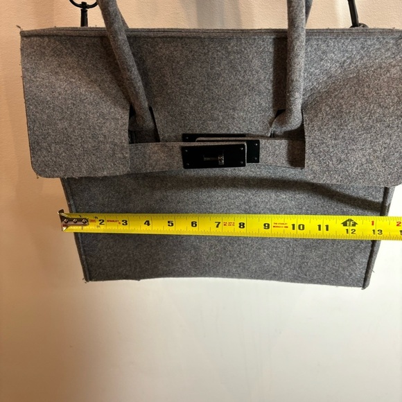 HANDBAG CROSSBODY Made of Felt with A Metal Clasp Birkin Style No Brand NWOT - Picture 11 of 11